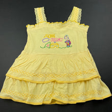 Load image into Gallery viewer, Girls Yellow Hippo, lightweight cotton summer dress, EUC, size 1, L: 42cm
