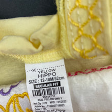 Load image into Gallery viewer, Girls Yellow Hippo, lightweight cotton summer dress, EUC, size 1, L: 42cm