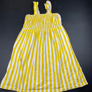 Girls Zara, yellow & white stripe casual summer dress, GUC, size 11-12, L: 72cm