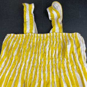 Girls Zara, yellow & white stripe casual summer dress, GUC, size 11-12, L: 72cm