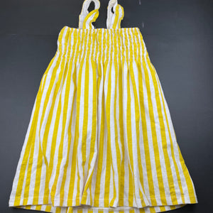 Girls Zara, yellow & white stripe casual summer dress, GUC, size 11-12, L: 72cm