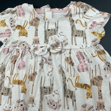 Load image into Gallery viewer, Girls Mothercare, cotton casual dress, jungle animals, GUC, size 1, L: 43cm