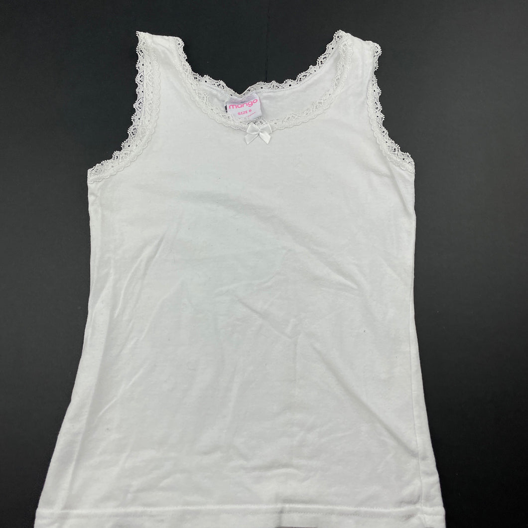 Girls Mango, white singlet top, FUC, size 6,  