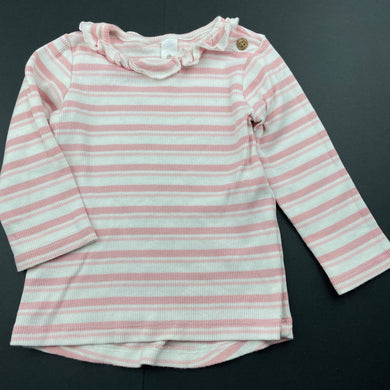 Girls Dymples, pink stripe organic cotton blend top, EUC, size 0,  