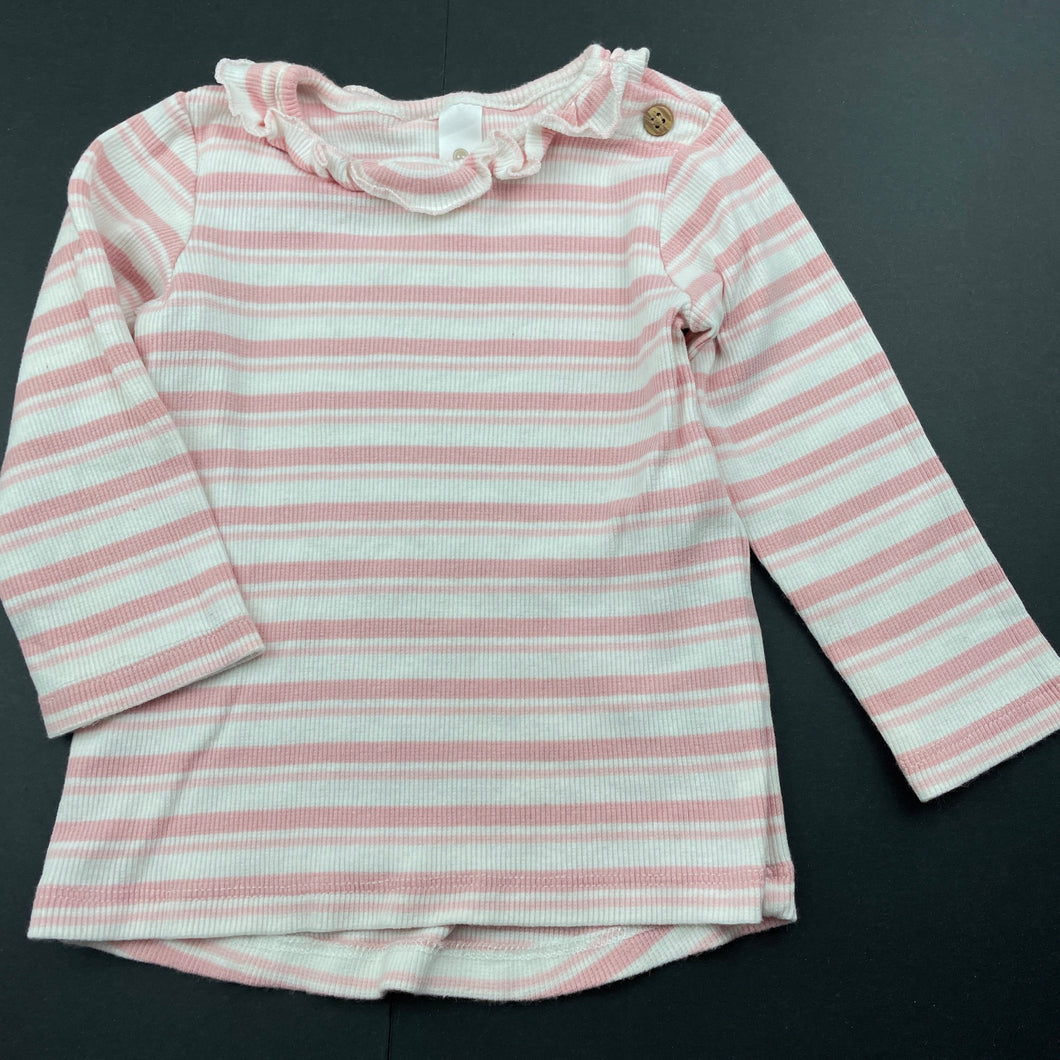 Girls Dymples, pink stripe organic cotton blend top, EUC, size 0,  