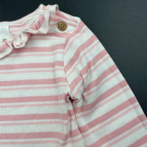 Girls Dymples, pink stripe organic cotton blend top, EUC, size 0,  