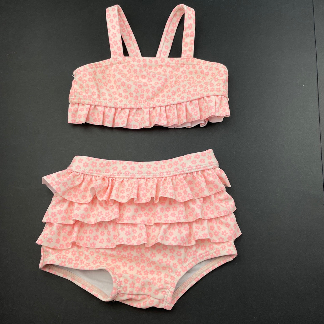 Girls Cotton On, floral swim top & bottoms, GUC, size 00,  