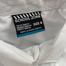 Load image into Gallery viewer, Boys School Zone, white long sleeve school shirt, FUC, size 6,  