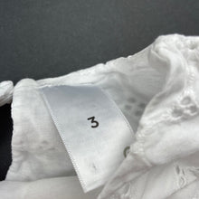 Load image into Gallery viewer, Girls Target, lined broderie cotton top, marks lower back, FUC, size 3,  