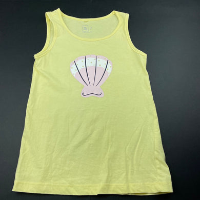 Girls Kids & Co, yellow cotton tank top, shell, FUC, size 7,  