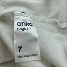 Load image into Gallery viewer, Boys Anko, white cotton t-shirt / top, GUC, size 7,  