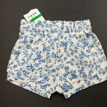 Load image into Gallery viewer, Girls Baby Berry, blue floral cotton shorts, elasticated, NEW, size 000,  