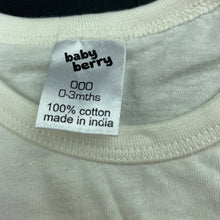 Load image into Gallery viewer, unisex Baby Berry, cream cotton long sleeve top, EUC, size 000,  