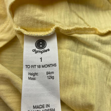 Load image into Gallery viewer, Boys Dymples, yellow organic cotton t-shirt / top, GUC, size 1,  