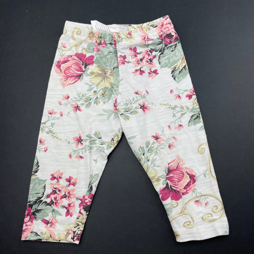 Girls Designer Kidz, floral leggings / bottoms, elasticated, GUC, size 00,  
