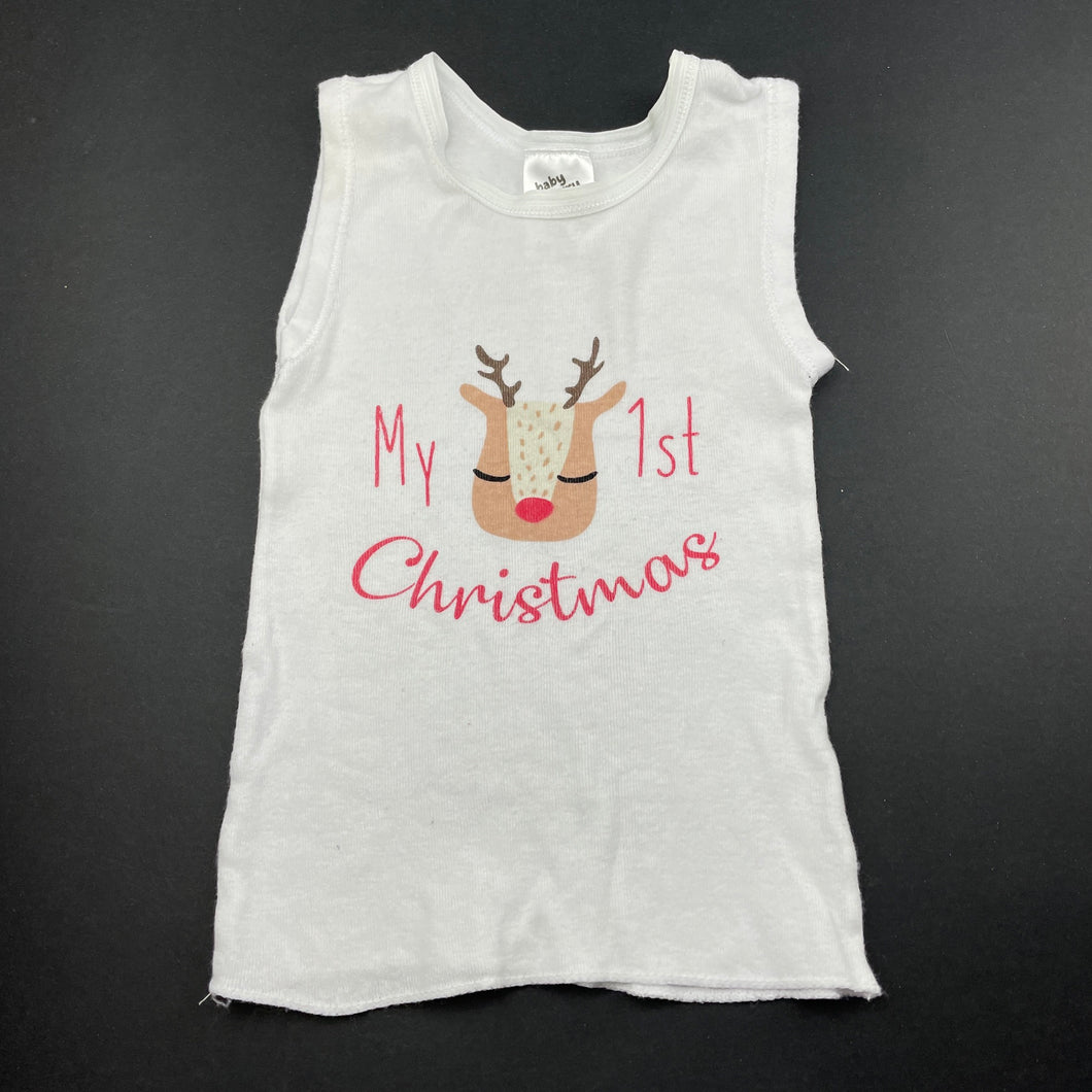 unisex Baby Berry, cotton Christmas singlet top, GUC, size 00,  