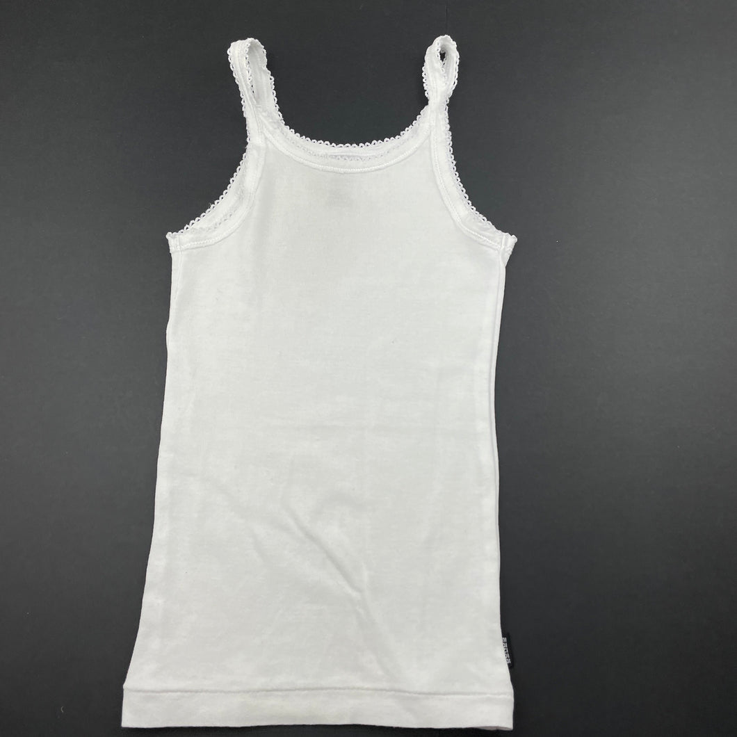 Girls Bonds, white cotton singlet top, GUC, size 6,  