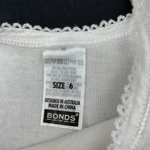 Load image into Gallery viewer, Girls Bonds, white cotton singlet top, GUC, size 6,  