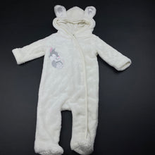 Load image into Gallery viewer, Girls Disney, Bambi Thumper soft fleece hooded romper, EUC, size 000,  