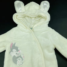 Load image into Gallery viewer, Girls Disney, Bambi Thumper soft fleece hooded romper, EUC, size 000,  