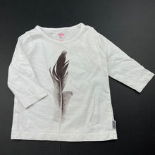 Load image into Gallery viewer, Girls Osh Kosh, white cotton long sleeve top, feather, GUC, size 00,  
