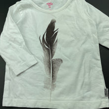 Load image into Gallery viewer, Girls Osh Kosh, white cotton long sleeve top, feather, GUC, size 00,  