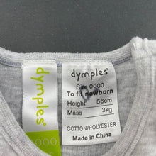 Load image into Gallery viewer, unisex Dymples, grey marle singlet top, GUC, size 0000,  