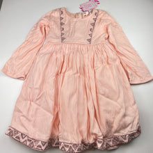 Load image into Gallery viewer, Girls Pumpkin Patch, cotton lined emmbroidered long sleeve dress, NEW, size 6, L: 61cm