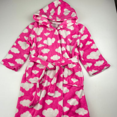 Girls Neon, fleece hooded dressing gown / bath robe, L: 66cm, FUC, size 4,  