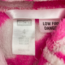 Load image into Gallery viewer, Girls Neon, fleece hooded dressing gown / bath robe, L: 66cm, FUC, size 4,  