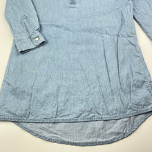 Load image into Gallery viewer, Girls Target, chambray cotton long sleeve shirt dress, FUC, size 7, L: 63cm at front