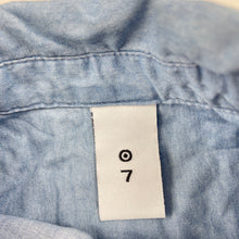 Load image into Gallery viewer, Girls Target, chambray cotton long sleeve shirt dress, FUC, size 7, L: 63cm at front