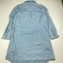 Load image into Gallery viewer, Girls Target, chambray cotton long sleeve shirt dress, FUC, size 7, L: 63cm at front