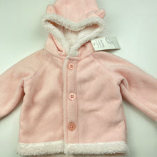 Load image into Gallery viewer, Girls Baby Patch, pink polar fleece hooded jacket, NEW, size 00,  