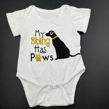 Load image into Gallery viewer, Girls white, cotton bodysuit / romper, dog, GUC, size 0,  