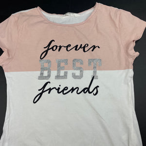 Girls H&M, pink & white cotton t-shirt / top, EUC, size 9-10,  