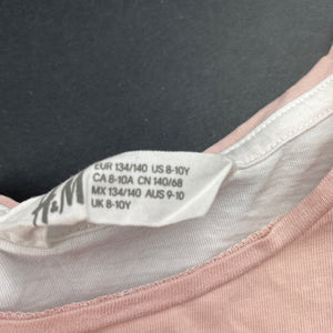 Girls H&M, pink & white cotton t-shirt / top, EUC, size 9-10,  