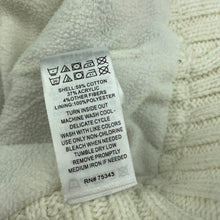 Load image into Gallery viewer, Girls Nula Bug, thick fleece lined cable knit hooded long cardigan, L: 59cm, marks on cuffs, FUC, size 12,  
