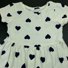 Load image into Gallery viewer, Girls Brilliant Basics, white &amp; navy cotton casual dress, GUC, size 5, L: 53cm