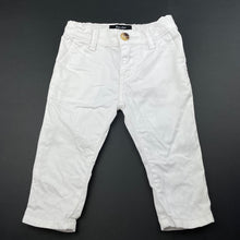 Load image into Gallery viewer, Boys Bardot Junior, white stretch cotton chino pants, adjustable, GUC, size 00,  