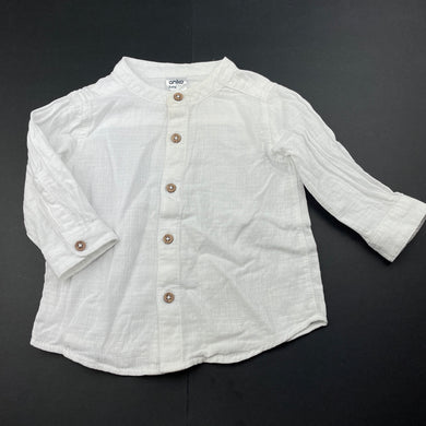 Boys Anko, cotton collarless long sleeve shirt, FUC, size 0,  