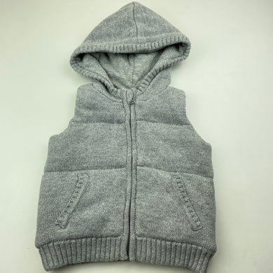 Boys Target, lined wadded knitted cotton hooded vest/sweater, GUC, size 0,  