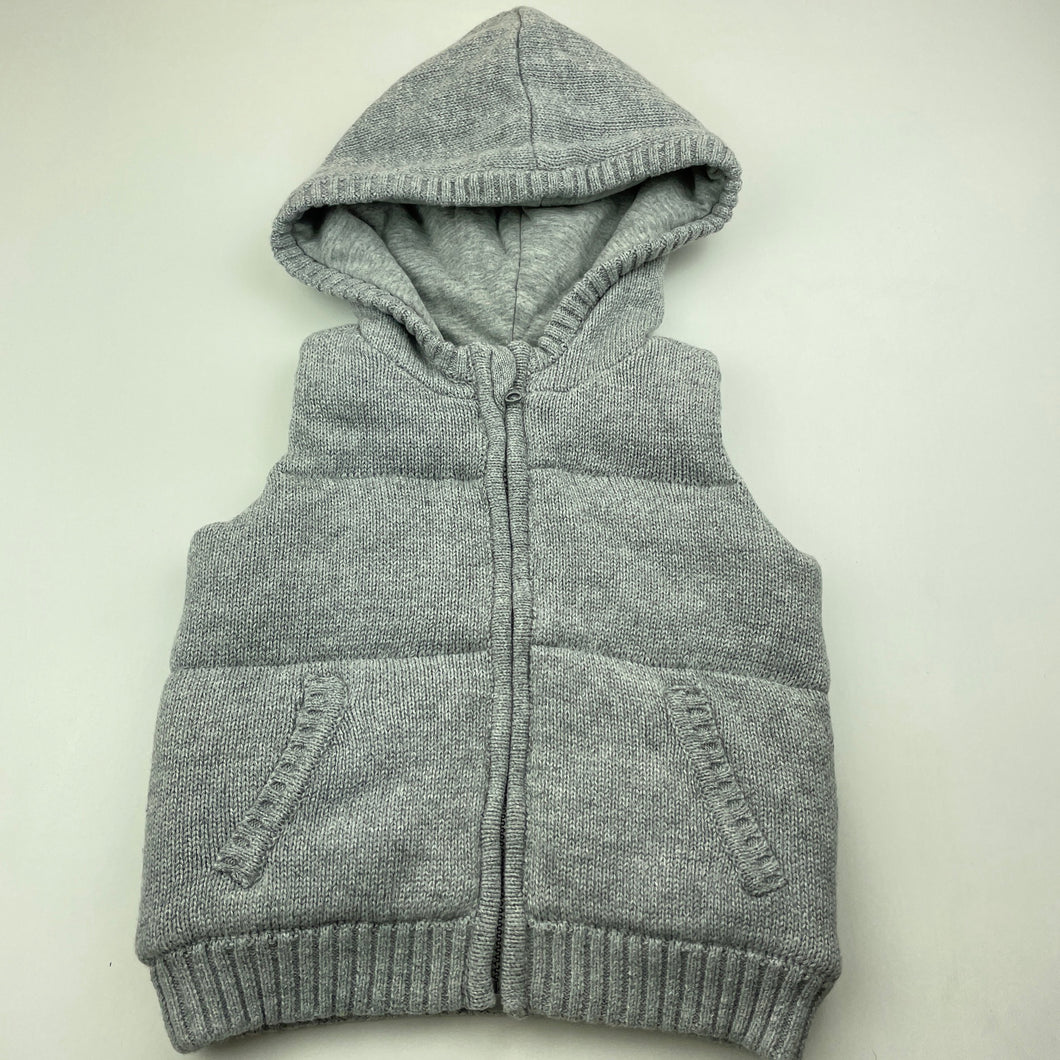 Boys Target, lined wadded knitted cotton hooded vest/sweater, GUC, size 0,  