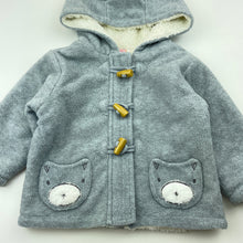 Load image into Gallery viewer, unisex Ollies Place, fleece lined hooded jacket / coat, GUC, size 0,  