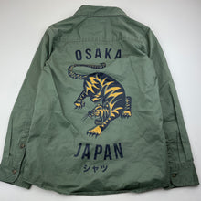 Load image into Gallery viewer, Boys Anko, khaki cotton long sleeve shirt, tiger, EUC, size 10,  