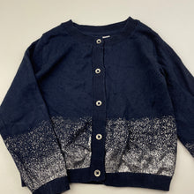 Load image into Gallery viewer, Girls B Collection, navy knitted cotton cardigan, GUC, size 2,  