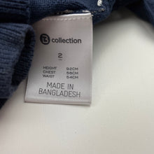 Load image into Gallery viewer, Girls B Collection, navy knitted cotton cardigan, GUC, size 2,  
