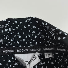 Load image into Gallery viewer, Boys Mooks, black &amp; white cotton short sleeve shirt, EUC, size 12,  
