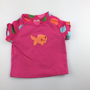 Girls Gymboree, pink short sleeve rashie / swim top, EUC, size 00