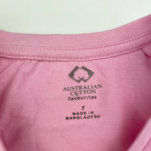 Load image into Gallery viewer, Girls Favourites, pink Aust cotton t-shirt / top, EUC, size 7,  